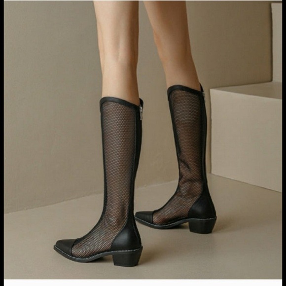 Leather perforated boots. - Picture 1 of 5